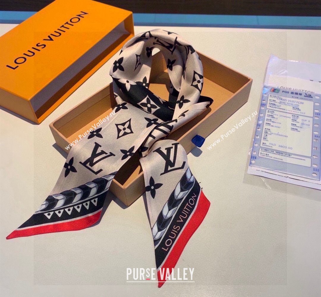 Louis Vuitton Crafty Silk Bandeau Scarf 5x120cm Beige 2024 0403 (XMN-240403159)