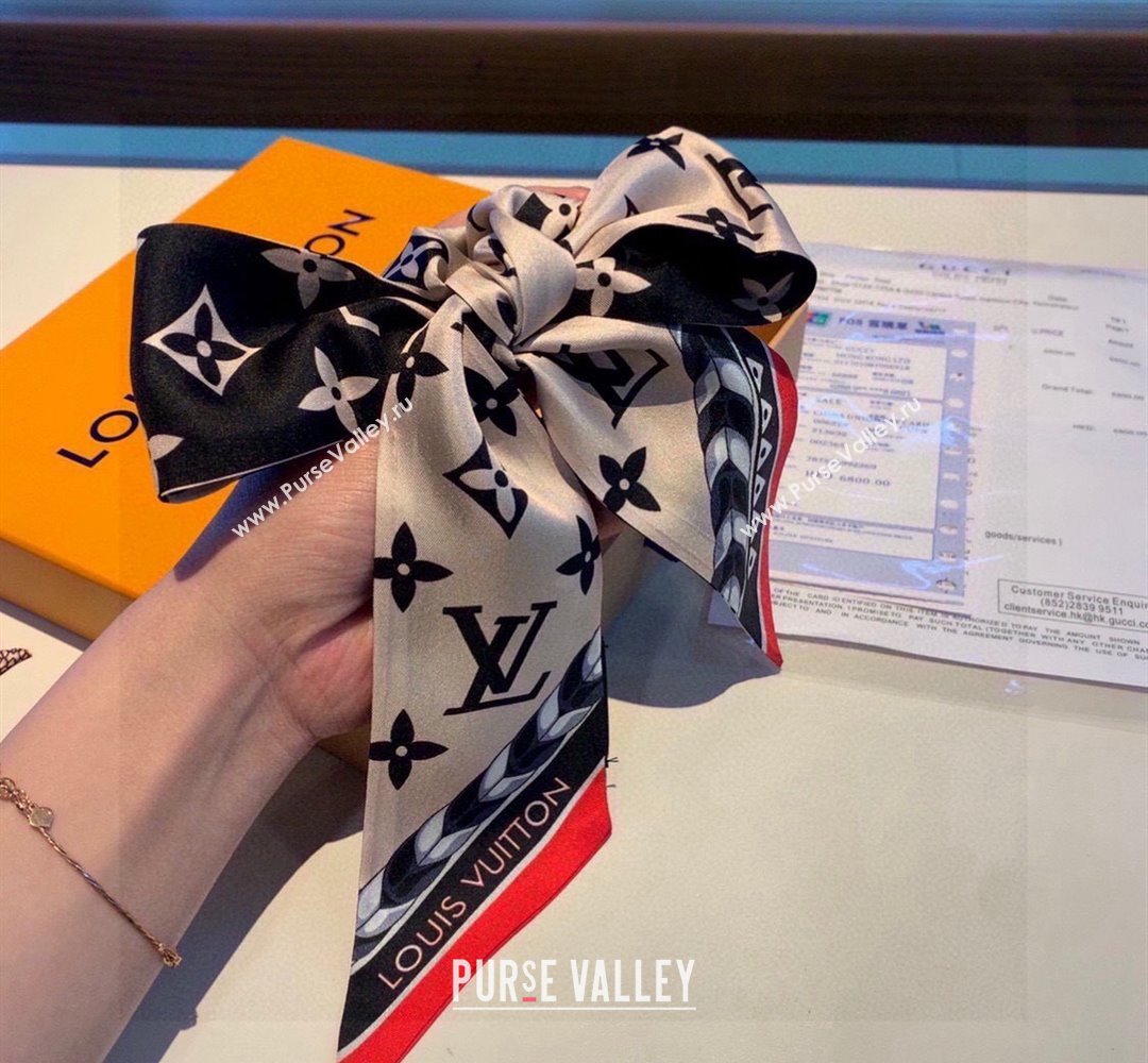 Louis Vuitton Crafty Silk Bandeau Scarf 5x120cm Beige 2024 0403 (XMN-240403159)