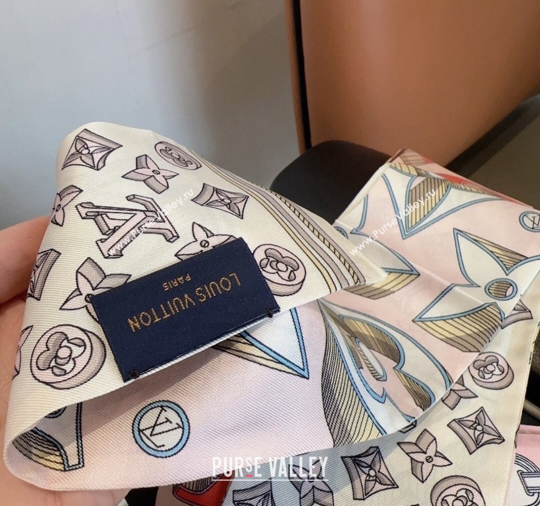 Louis Vuitton Silk Bandeau Scarf 8x120cm Light Pink 2024 040301 (XMN-240403154)