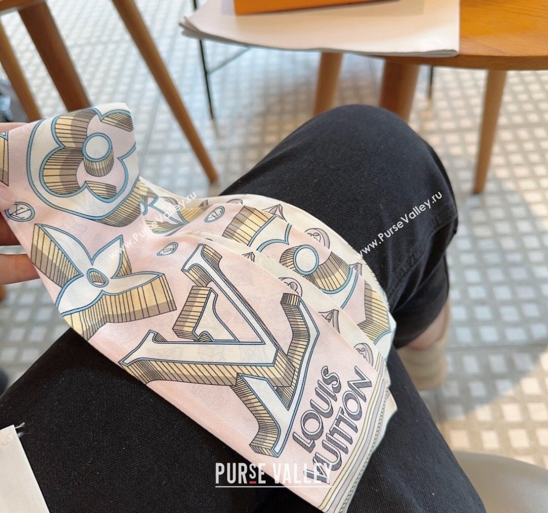 Louis Vuitton Silk Bandeau Scarf 8x120cm Light Pink 2024 040301 (XMN-240403154)