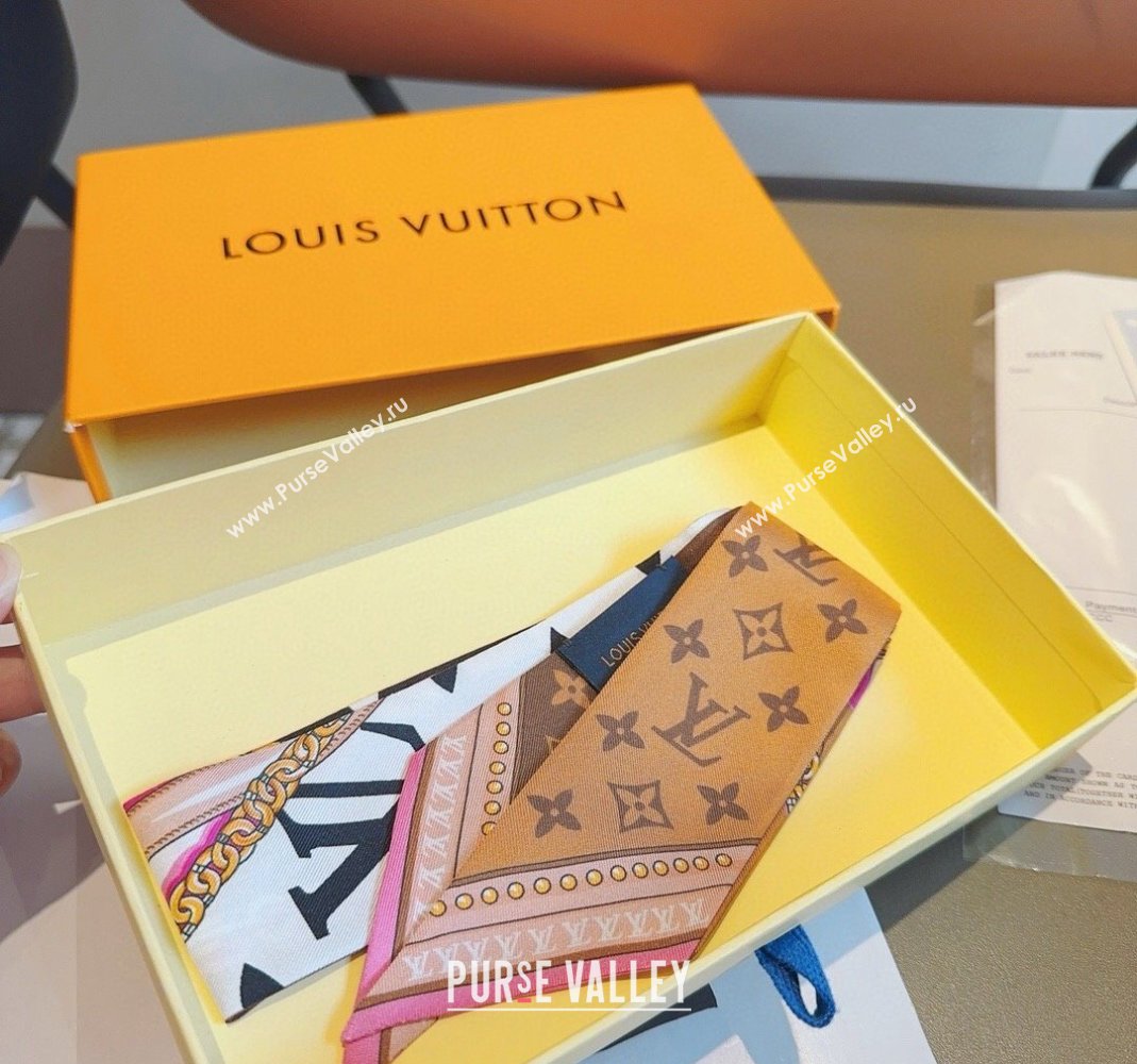Louis Vuitton Silk Bandeau Scarf 6x120cm Brown 2024 0513 (A-240514183)