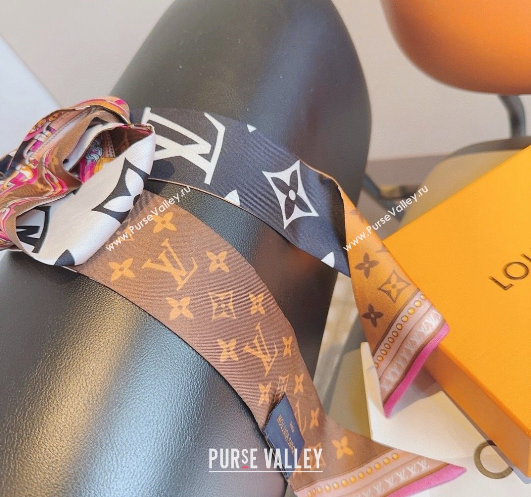Louis Vuitton Silk Bandeau Scarf 6x120cm Brown 2024 0513 (A-240514183)