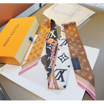 Louis Vuitton Silk Bandeau Scarf 6x120cm Brown 2024 0513 (A-240514183)