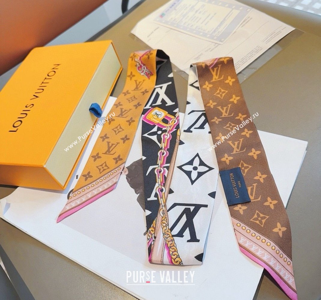 Louis Vuitton Silk Bandeau Scarf 6x120cm Brown 2024 0513 (A-240514183)