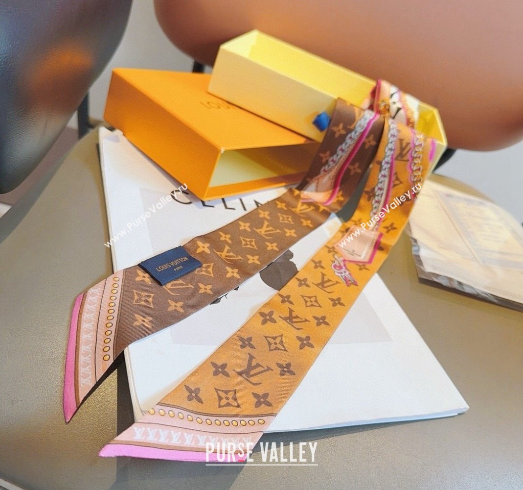 Louis Vuitton Silk Bandeau Scarf 6x120cm Brown 2024 0513 (A-240514183)