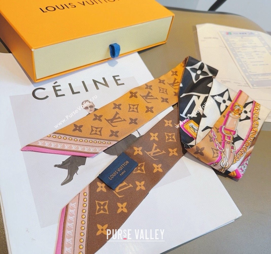 Louis Vuitton Silk Bandeau Scarf 6x120cm Brown 2024 0513 (A-240514183)