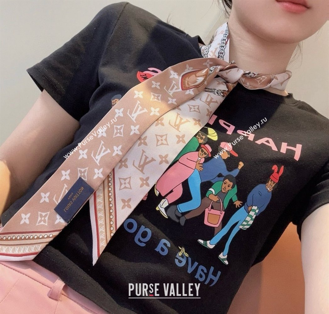 Louis Vuitton Silk Bandeau Scarf 6x120cm White/Pink 2024 0513 (A-240514185)