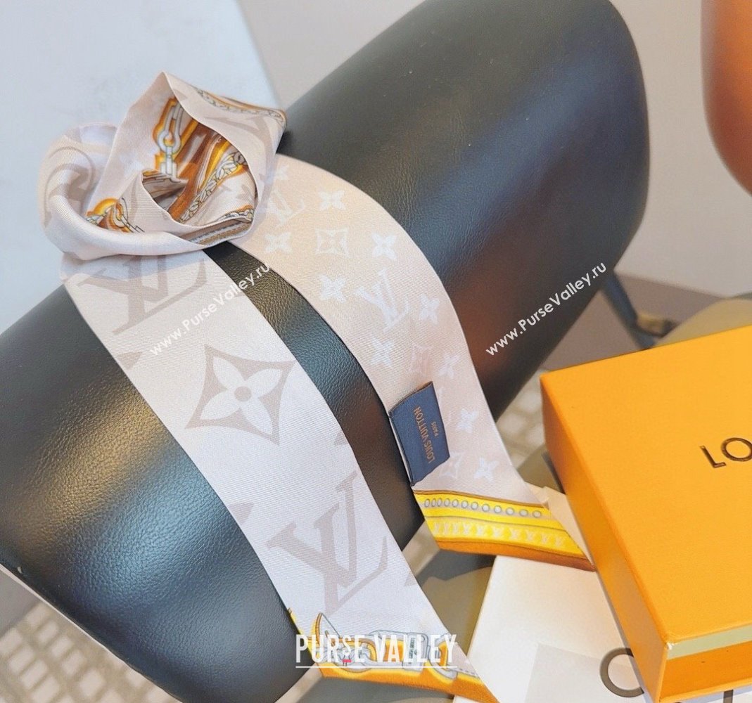 Louis Vuitton Silk Bandeau Scarf 6x120cm White/Pink 2024 0513 (A-240514185)