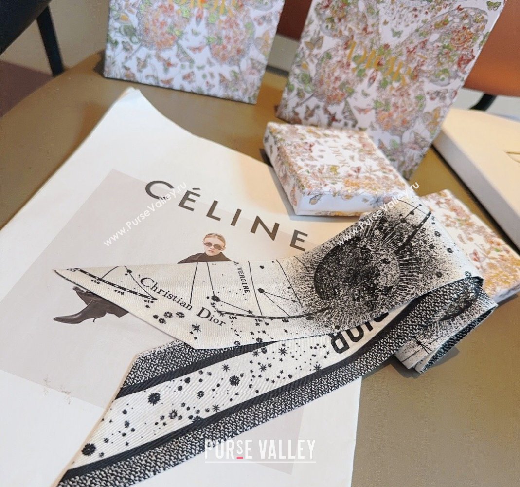 Dior Silk Bandeau Scarf 6x100cm White 2024 0514 (A-240514129)