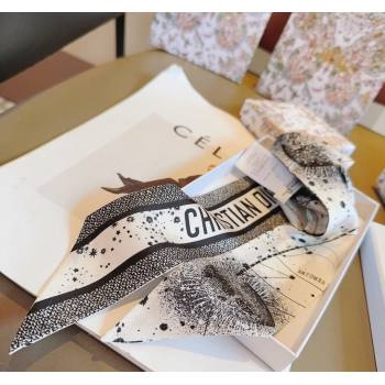 Dior Silk Bandeau Scarf 6x100cm White 2024 0514 (A-240514129)