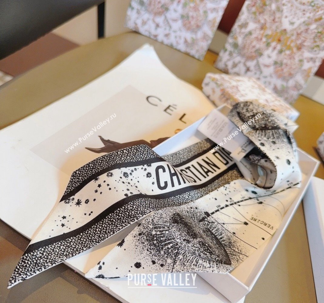 Dior Silk Bandeau Scarf 6x100cm White 2024 0514 (A-240514129)
