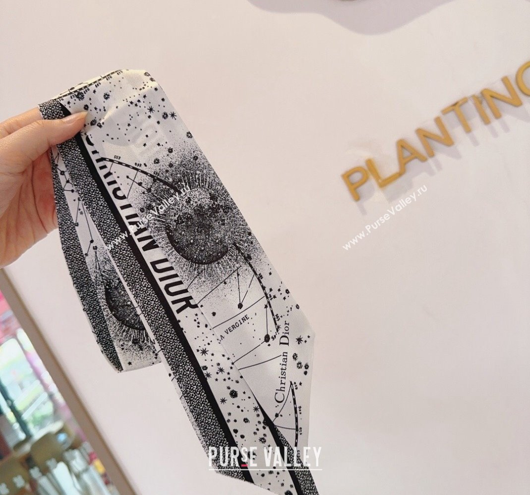 Dior Silk Bandeau Scarf 6x100cm White 2024 0514 (A-240514129)