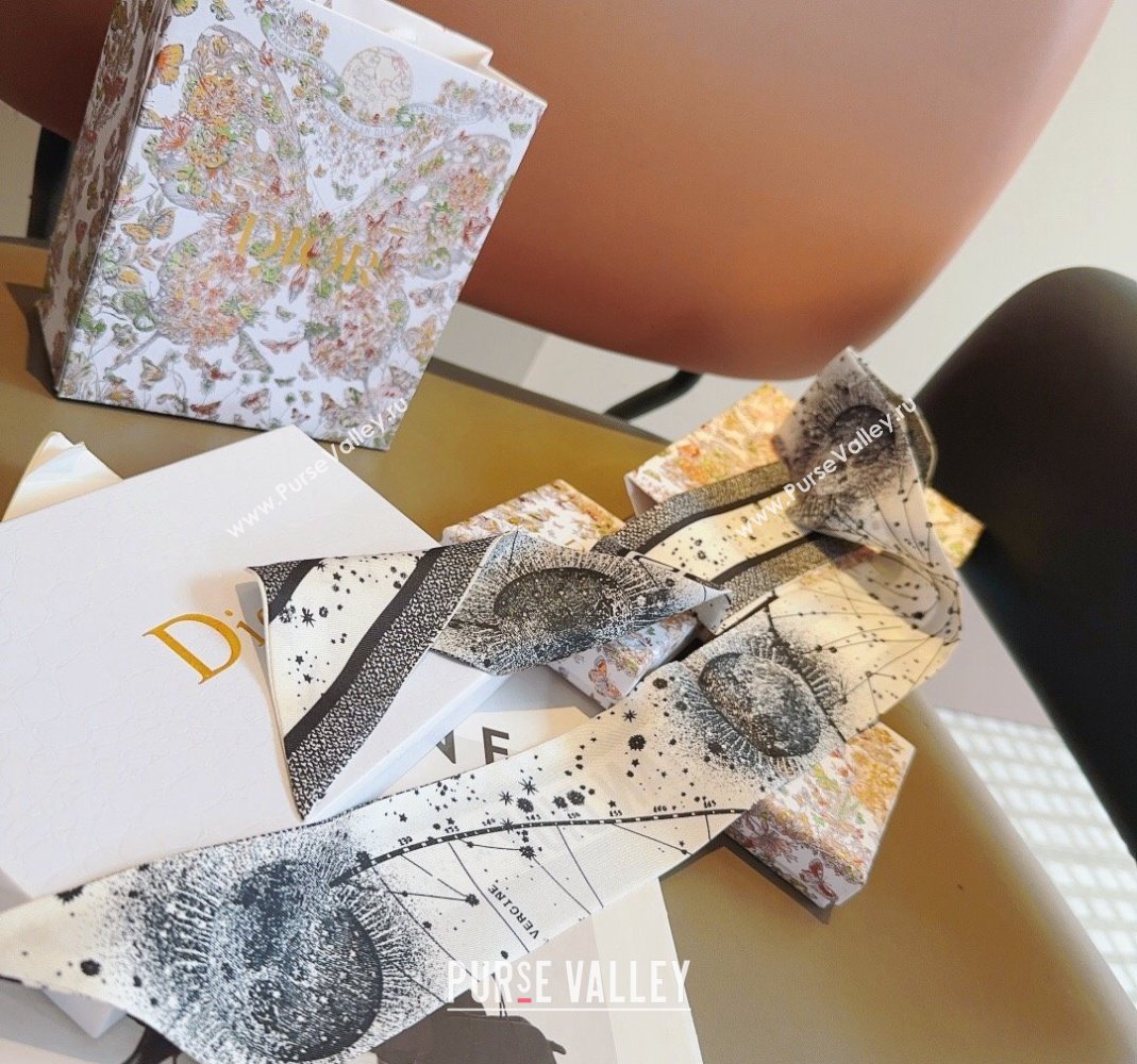 Dior Silk Bandeau Scarf 6x100cm White 2024 0514 (A-240514129)