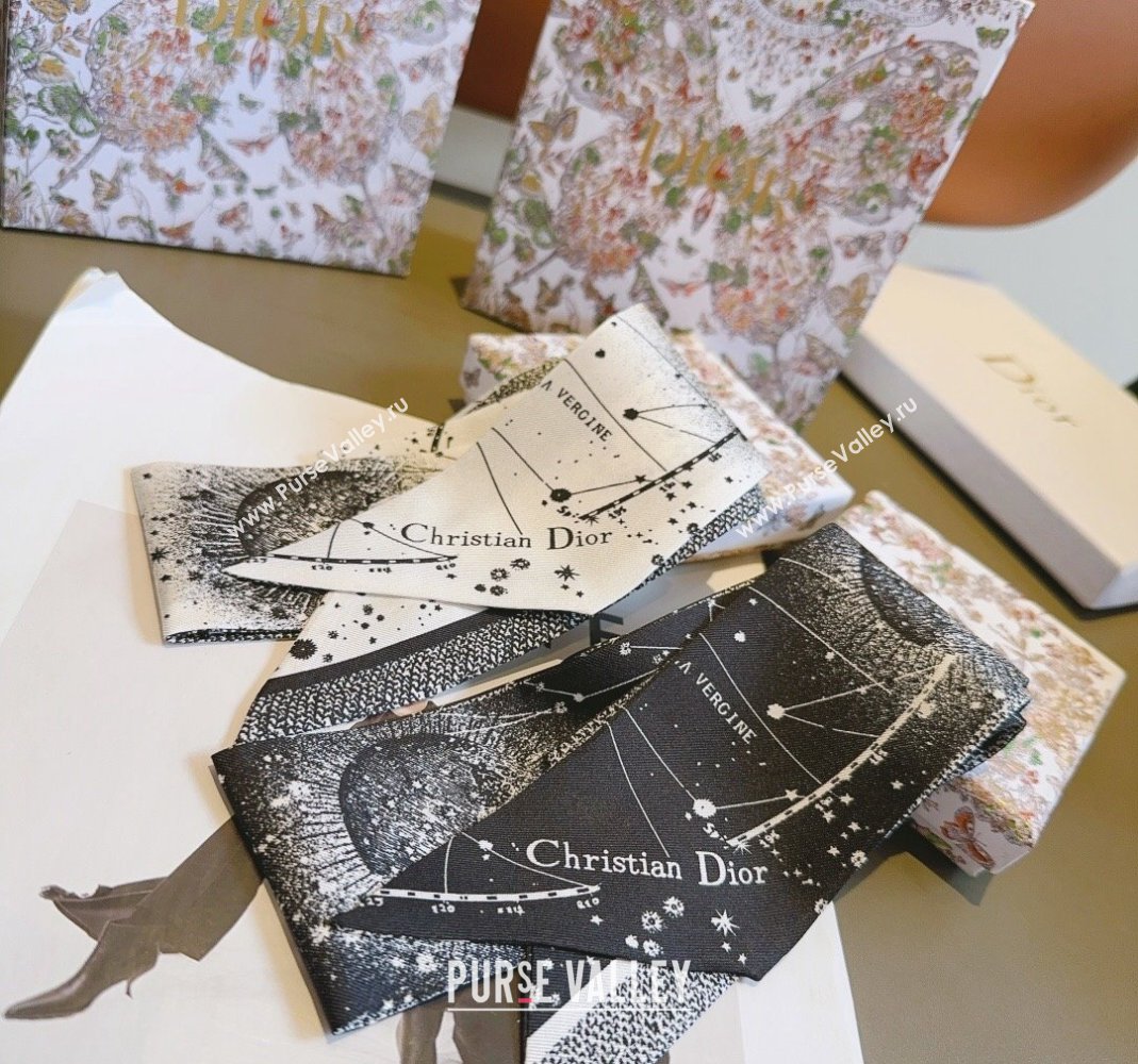 Dior Silk Bandeau Scarf 6x100cm Black 2024 0514 (A-240514130)