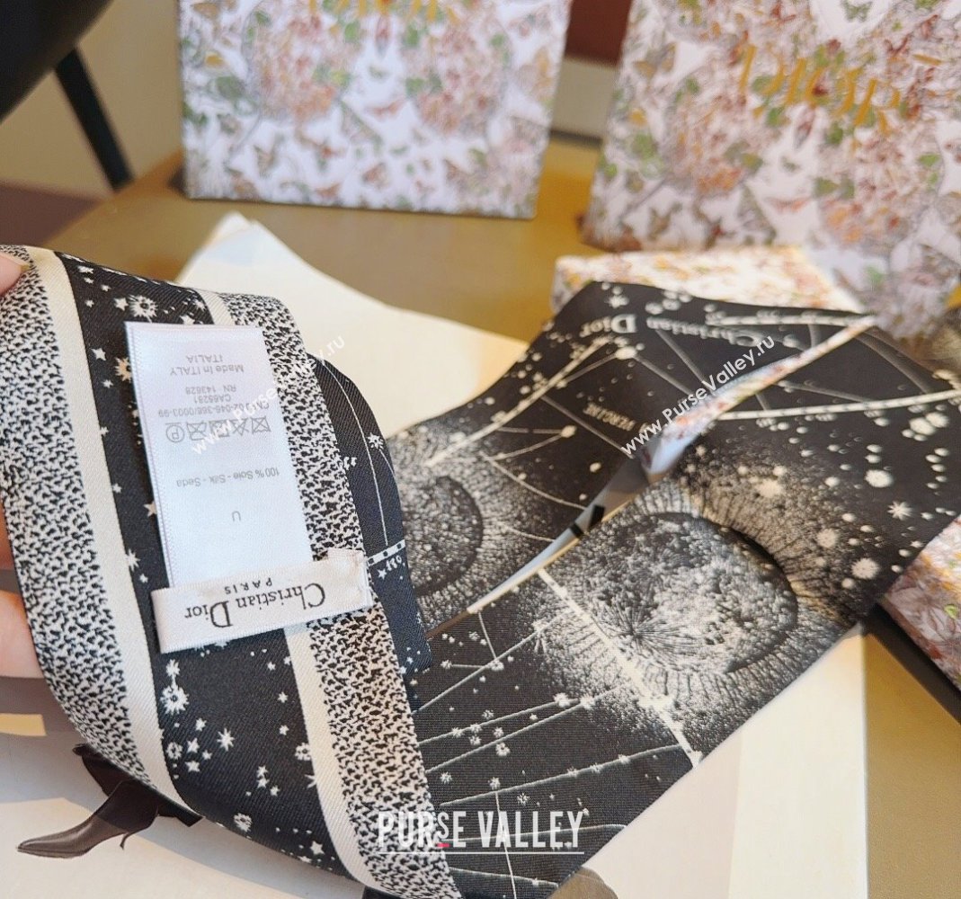 Dior Silk Bandeau Scarf 6x100cm Black 2024 0514 (A-240514130)