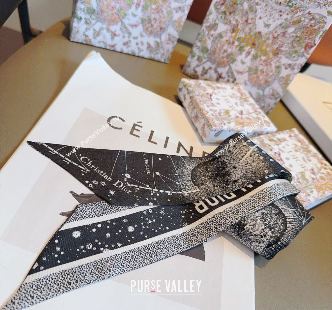 Dior Silk Bandeau Scarf 6x100cm Black 2024 0514 (A-240514130)