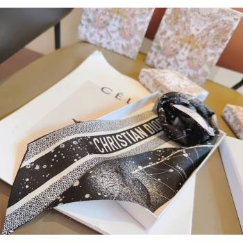 Dior Silk Bandeau Scarf 6x100cm Black 2024 0514 (A-240514130)