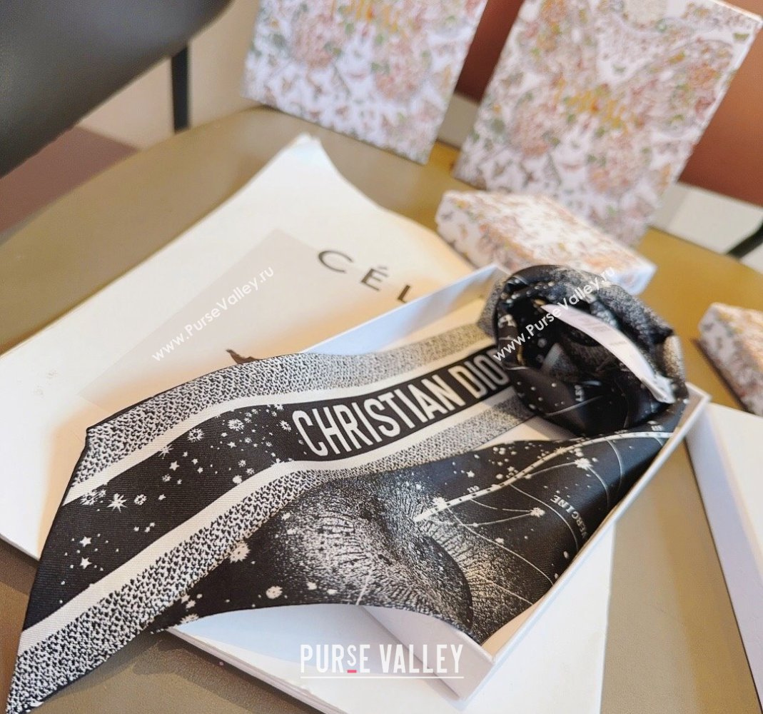 Dior Silk Bandeau Scarf 6x100cm Black 2024 0514 (A-240514130)