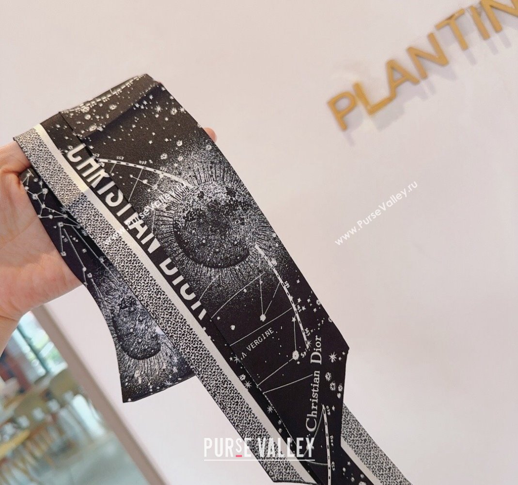 Dior Silk Bandeau Scarf 6x100cm Black 2024 0514 (A-240514130)