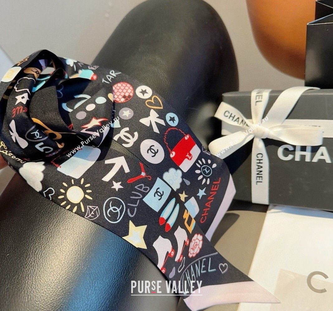 Chanel Silk Bandeau Scarf 6x120cm Black 2024 051403 (A-240514137)