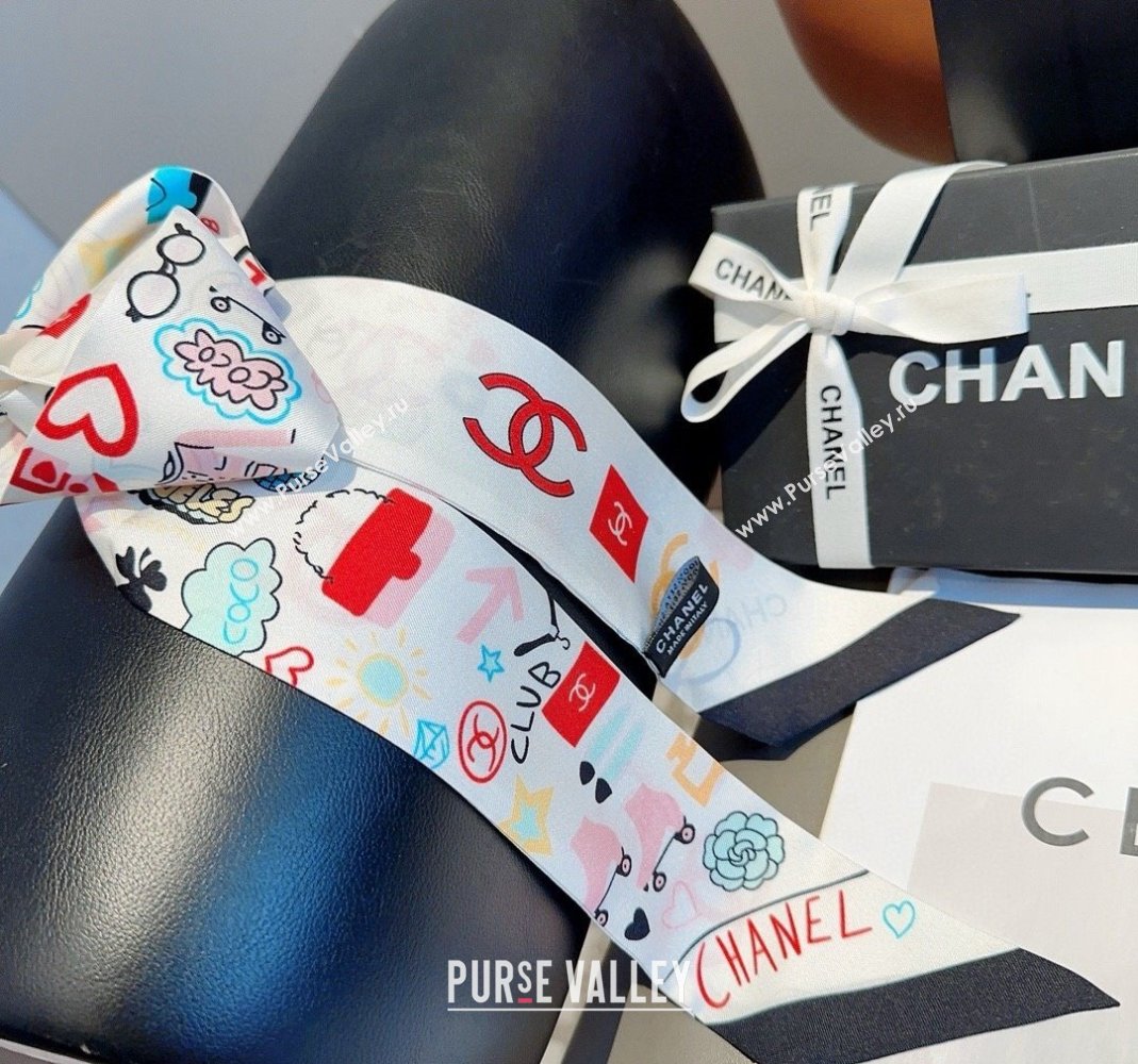 Chanel Silk Bandeau Scarf 6x120cm White 2024 051403 (A-240514138)