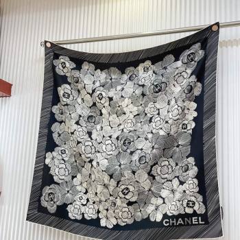 Chanel Silk Sqaure Scarf 90x90cm Black 2024 051405 (A-240514142)