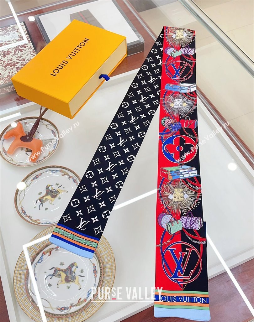 Louis Vuitton All In LV Silk Bandeau Scarf 8x120cm Red 2024 0514 (A-240514143)