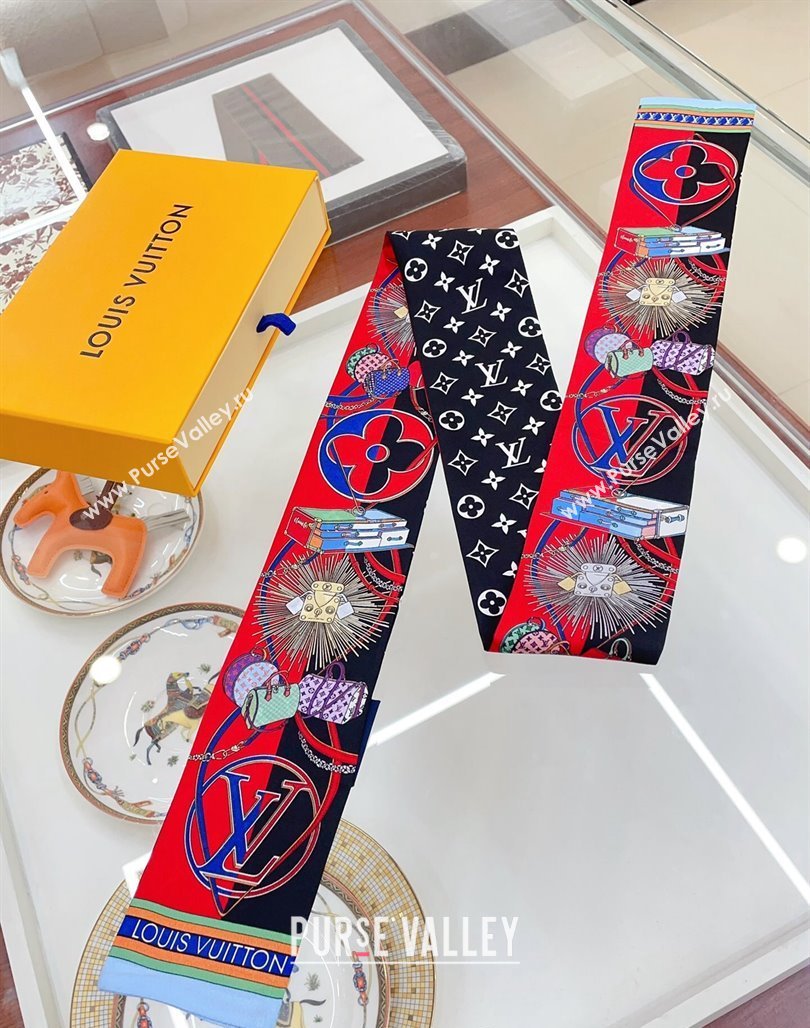 Louis Vuitton All In LV Silk Bandeau Scarf 8x120cm Red 2024 0514 (A-240514143)