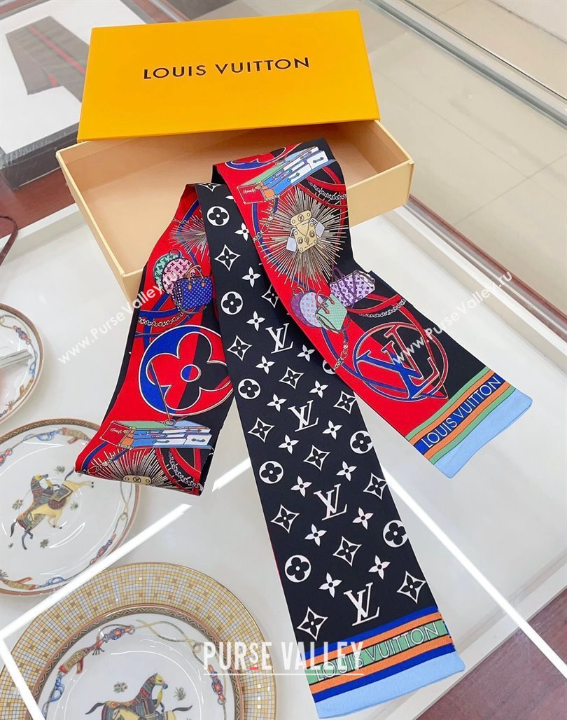 Louis Vuitton All In LV Silk Bandeau Scarf 8x120cm Red 2024 0514 (A-240514143)