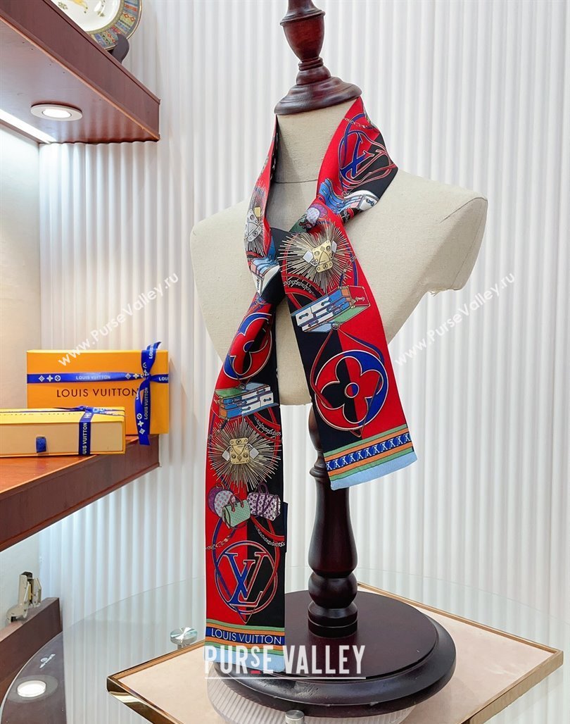 Louis Vuitton All In LV Silk Bandeau Scarf 8x120cm Red 2024 0514 (A-240514143)