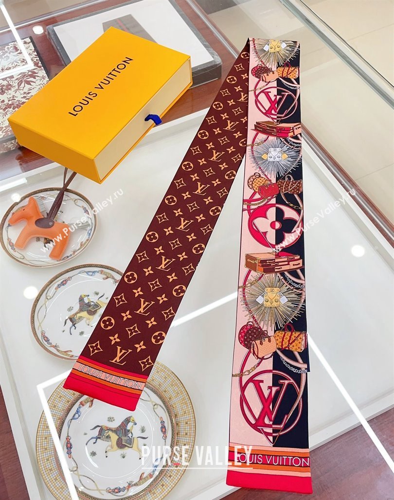 Louis Vuitton All In LV Silk Bandeau Scarf 8x120cm Pink 2024 0514 (A-240514144)