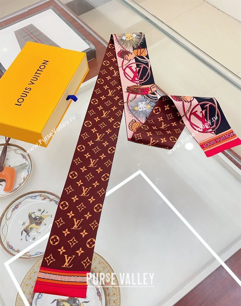 Louis Vuitton All In LV Silk Bandeau Scarf 8x120cm Pink 2024 0514 (A-240514144)