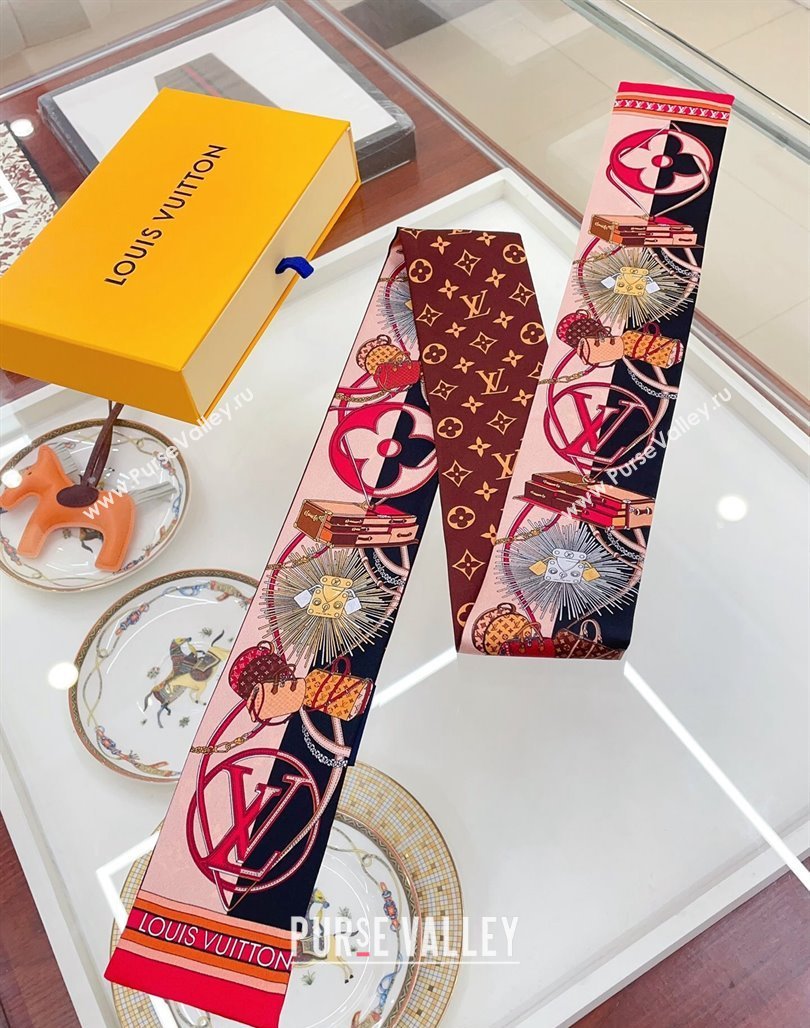 Louis Vuitton All In LV Silk Bandeau Scarf 8x120cm Pink 2024 0514 (A-240514144)
