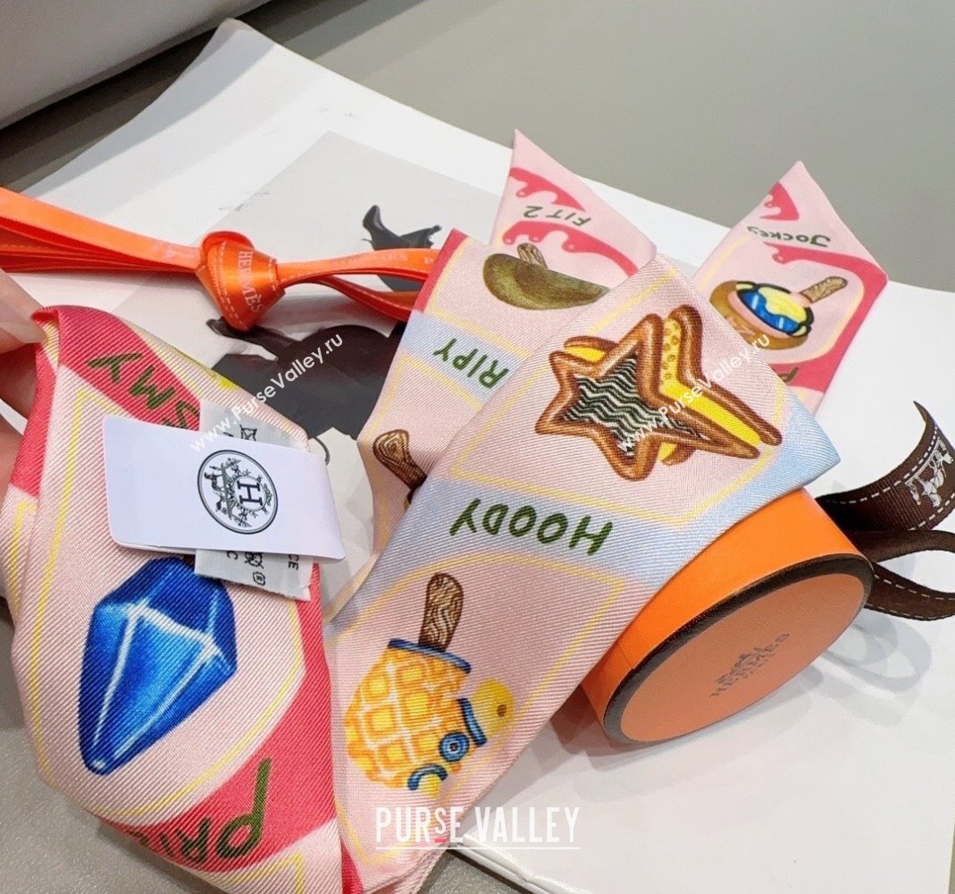 Hermes Ice Cream Twilly Silk Bandeau Scarf 5x86cm Light Pink 2024 (XMN-240514124)