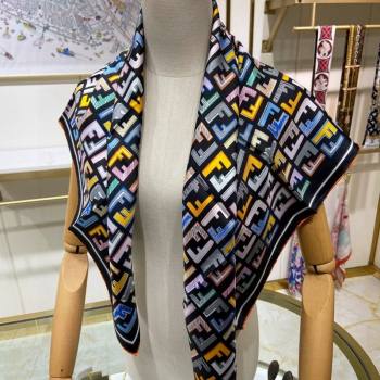 Fendi Silk Sqaure Scarf 90x90cm Black 2024 0514 (A-240514148)