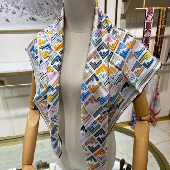 Fendi Silk Sqaure Scarf 90x90cm White 2024 0514 (A-240514149)