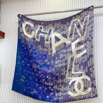 Chanel CC Allover Silk Sqaure Scarf 90x90cm Blue 2024 0514 (A-240514150)
