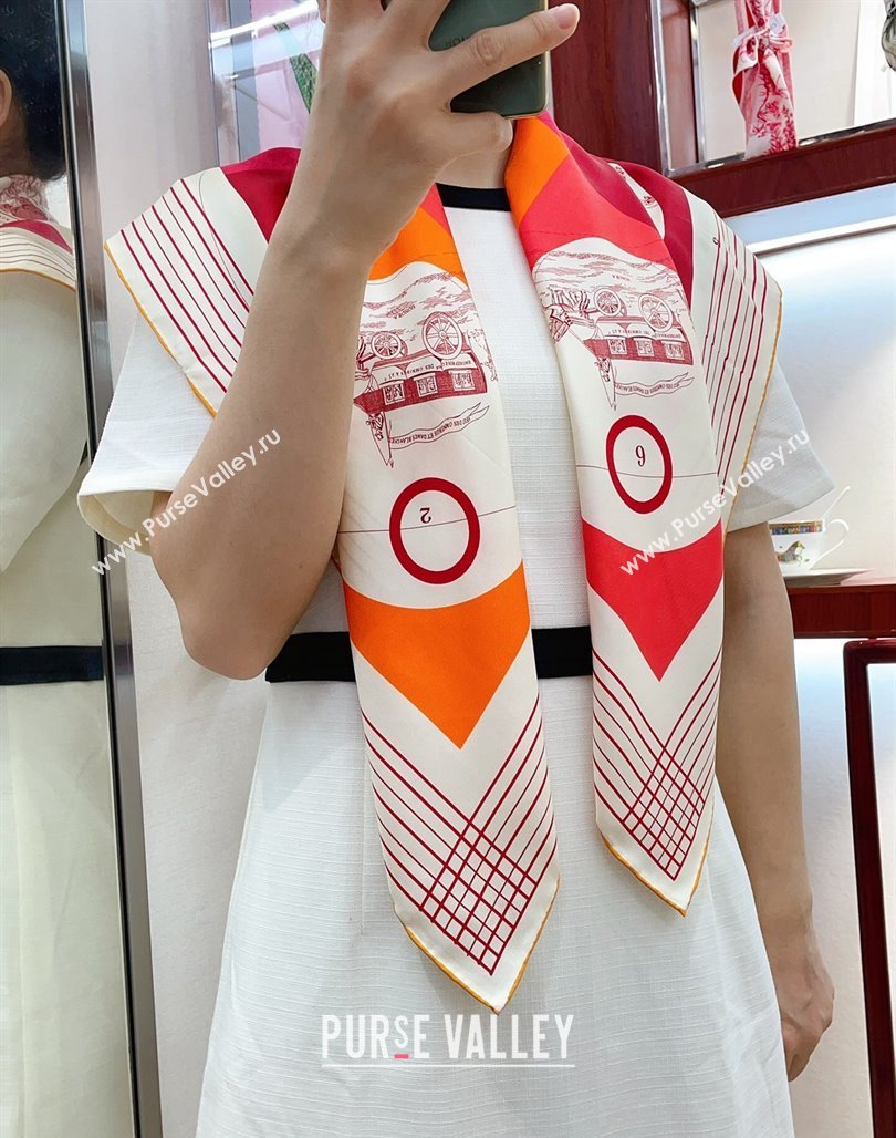 Hermes Jeu des Omnibus Remix Silk Sqaure Scarf 90x90cm Beige 2024 (A-240514153)