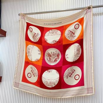 Hermes Jeu des Omnibus Remix Silk Sqaure Scarf 90x90cm Beige 2024 (A-240514153)