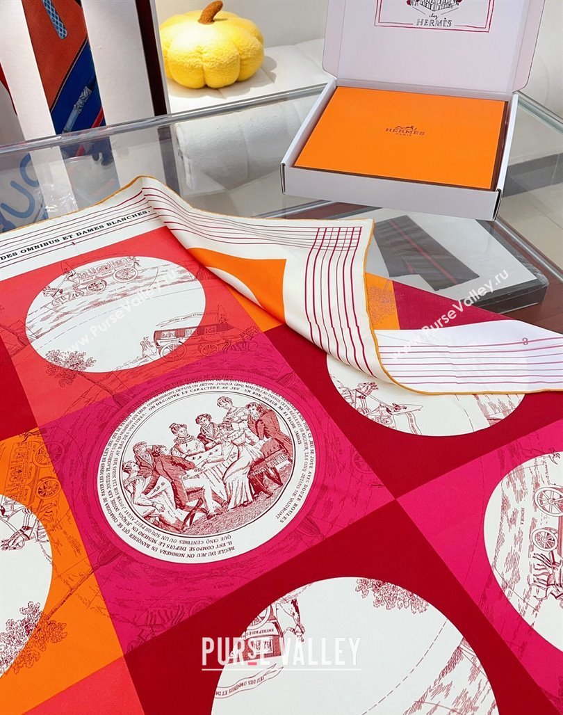 Hermes Jeu des Omnibus Remix Silk Sqaure Scarf 90x90cm Beige 2024 (A-240514153)