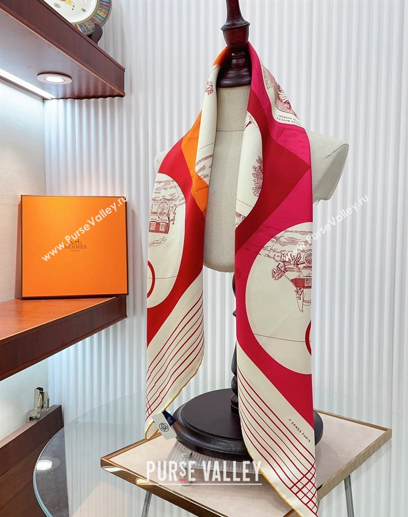 Hermes Jeu des Omnibus Remix Silk Sqaure Scarf 90x90cm Beige 2024 (A-240514153)