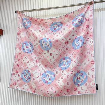 Chanel Silk Sqaure Scarf 90x90cm Pink 2024 051407 (A-240514156)