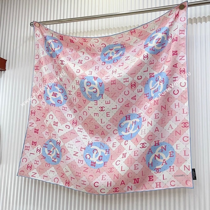 Chanel Silk Sqaure Scarf 90x90cm Pink 2024 051407 (A-240514156)