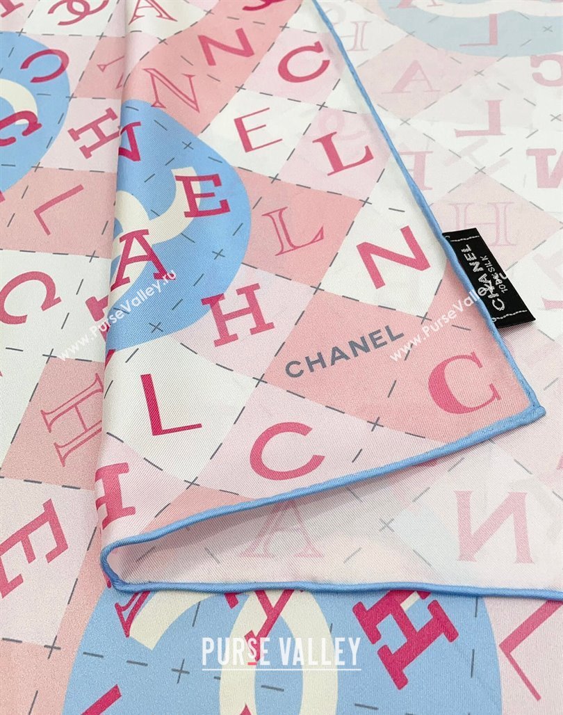 Chanel Silk Sqaure Scarf 90x90cm Pink 2024 051407 (A-240514156)