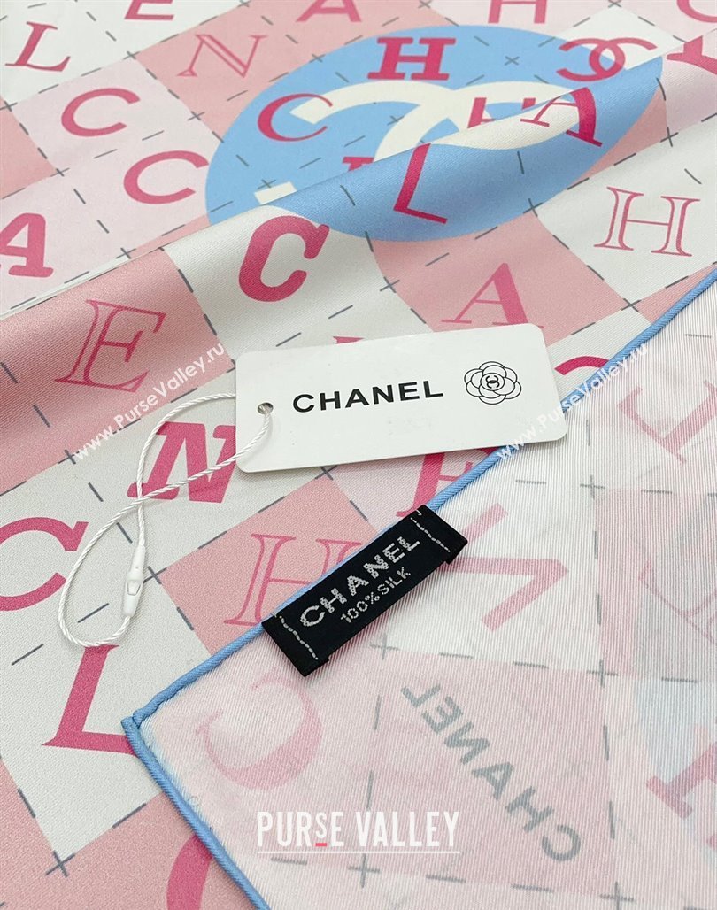 Chanel Silk Sqaure Scarf 90x90cm Pink 2024 051407 (A-240514156)