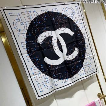 Chanel Silk Sqaure Scarf 90x90cm White 2024 051408 (A-240514157)