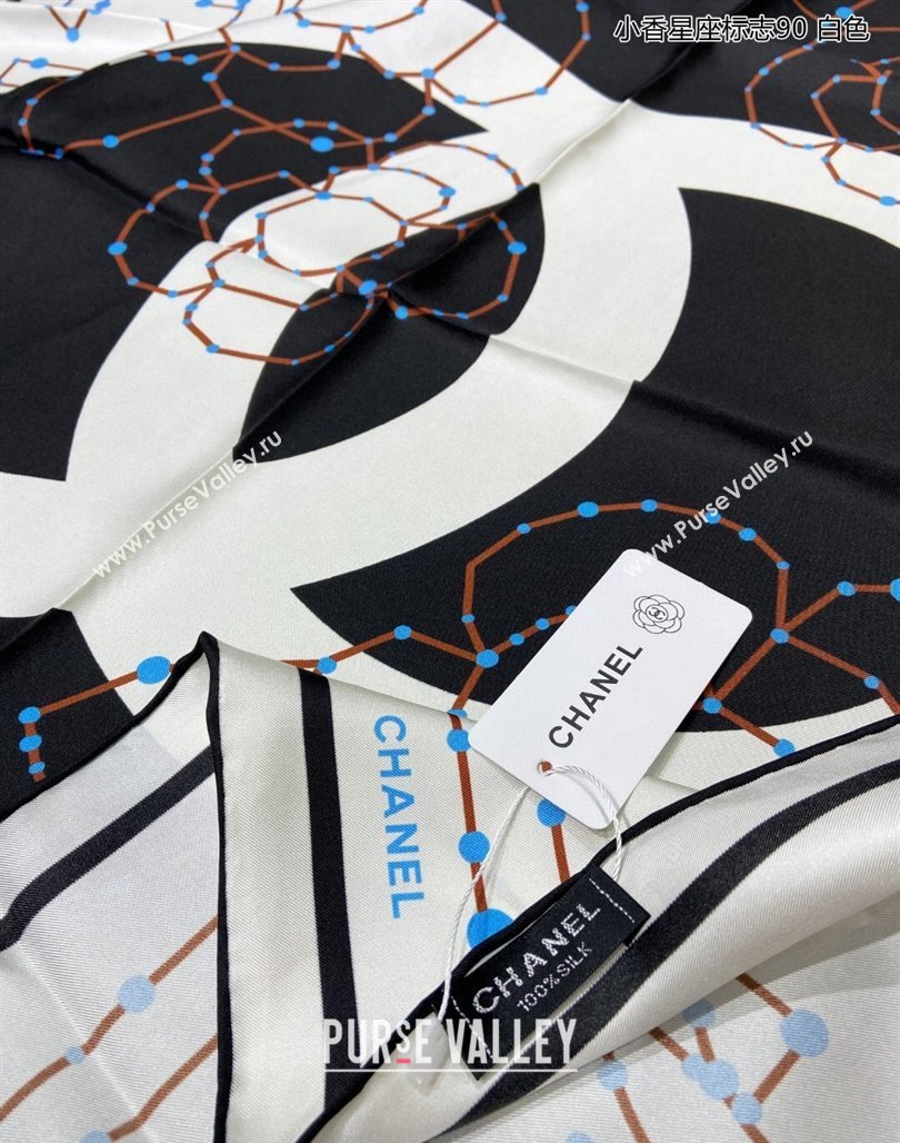 Chanel Silk Sqaure Scarf 90x90cm White 2024 051408 (A-240514157)