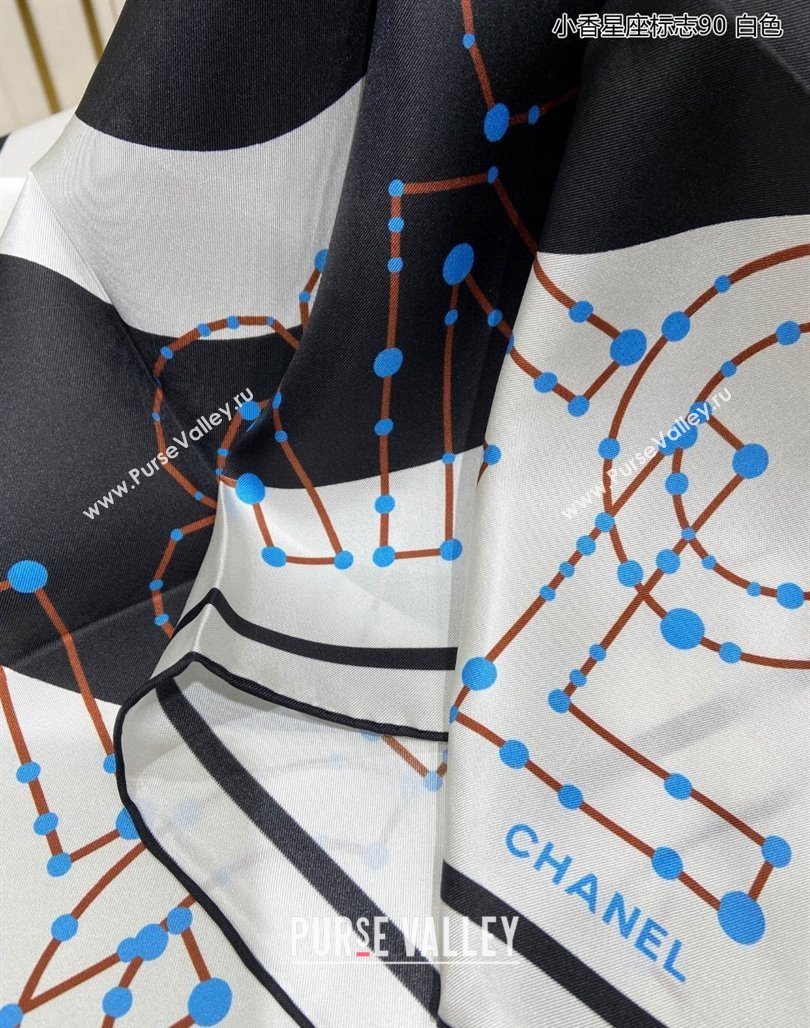 Chanel Silk Sqaure Scarf 90x90cm White 2024 051408 (A-240514157)