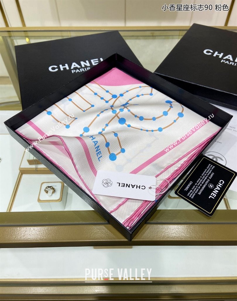 Chanel Silk Sqaure Scarf 90x90cm Pink 2024 051408 (A-240514158)
