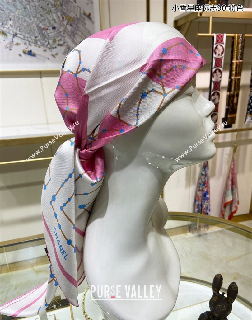 Chanel Silk Sqaure Scarf 90x90cm Pink 2024 051408 (A-240514158)